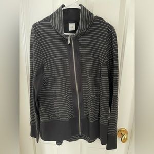 Cabi black white zipper front jacket